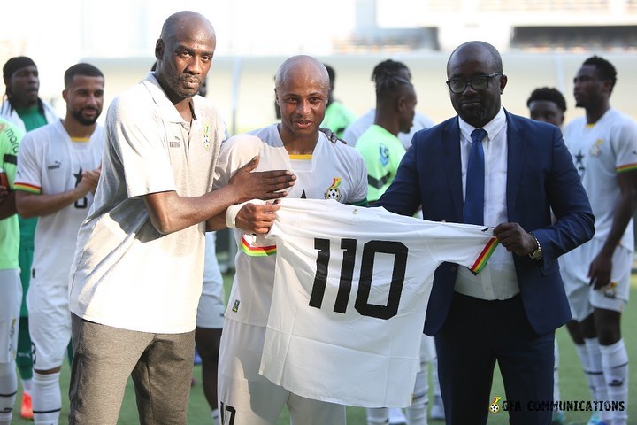 GFA presents commemorative jersey to Andre Ayew for 110 appearances