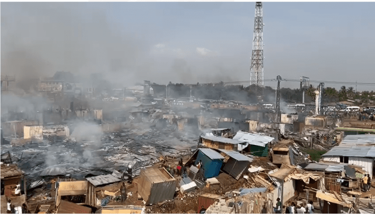 Fire razes down structures at Madina