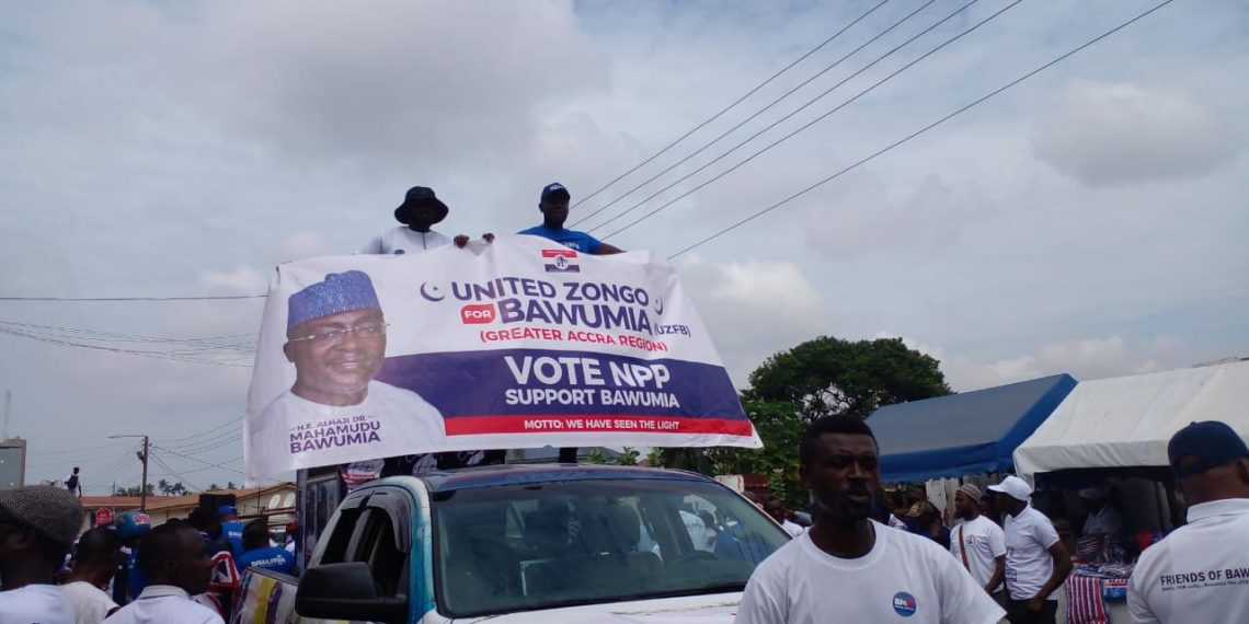 Hundreds besiege NPP head office to cheer Bawumia on as he files his nomination forms