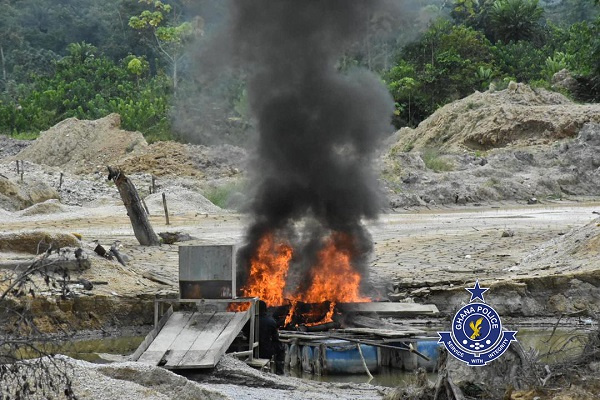 Galamsey Taskforce set ablaze 15 changfangs on Pra River