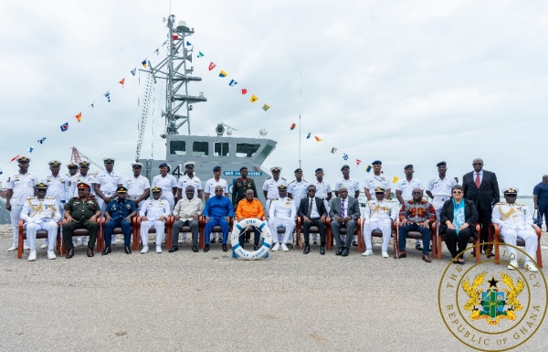 President Akufo-Addo Presents Five (5) Boats To Navy; Commissions Oil Spill Vessel