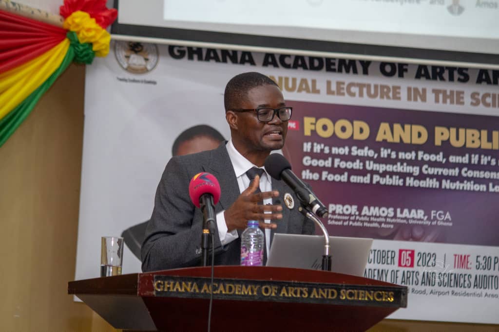 Professor Amos Laar delivers lecture on seemingly simple yet vexing topic: What is FOOD?