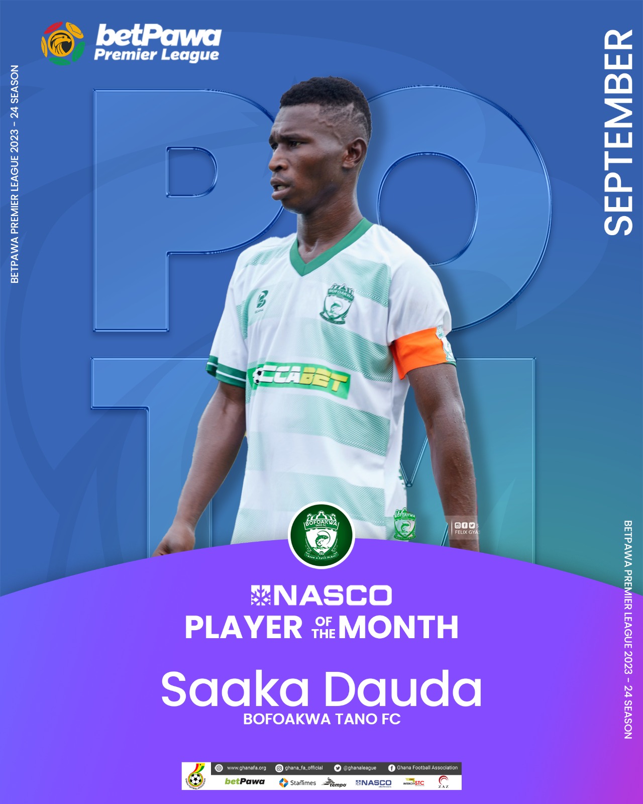 2023/24 GPL: Saaka Dauda named September’s NASCO Player of the Month