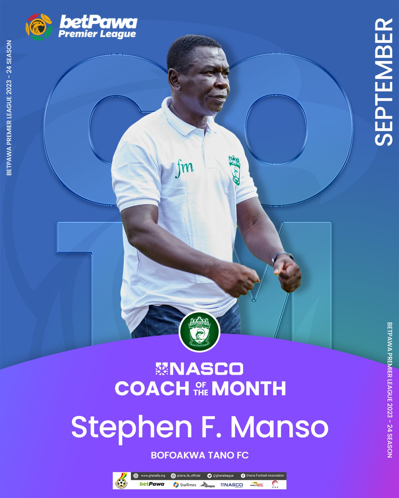 2023/24 GPL: Frimpong Manso wins NASCO Coach of the Month for September