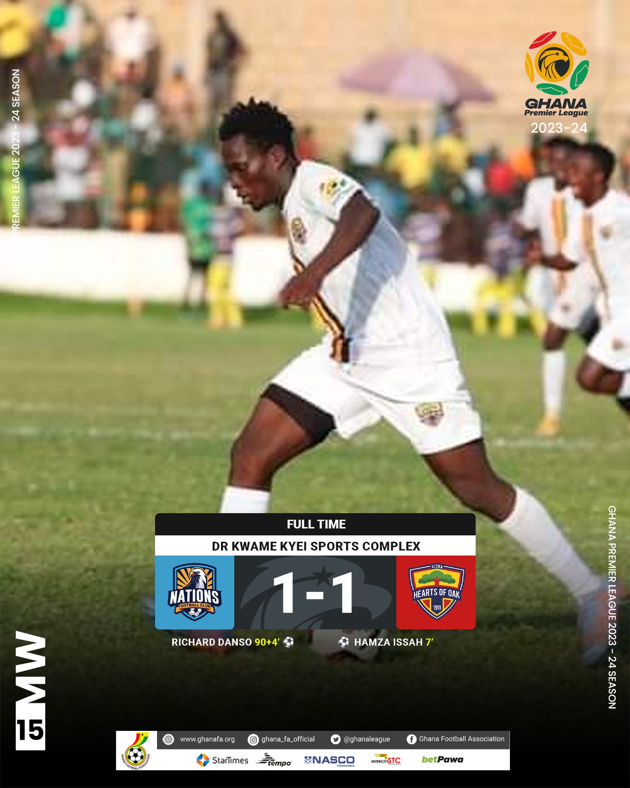 2023/24 GPL: Nations FC score late to deny Hearts of Oak