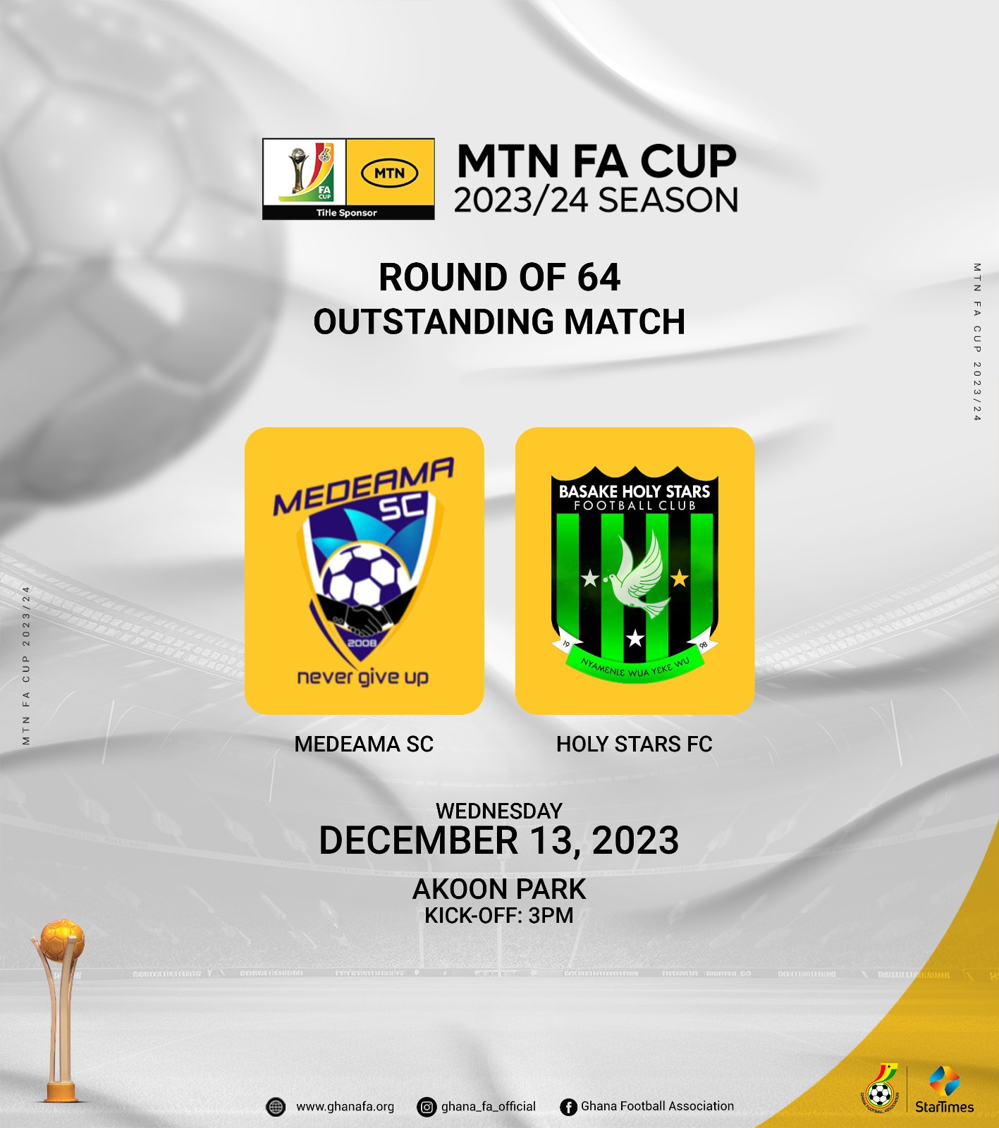MTN FA Cup: Medeama SC take on Basake Holy Stars in outstanding R64 game today